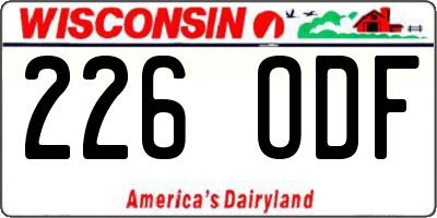 WI license plate 226ODF