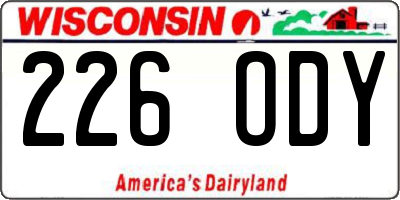 WI license plate 226ODY