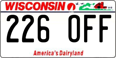 WI license plate 226OFF
