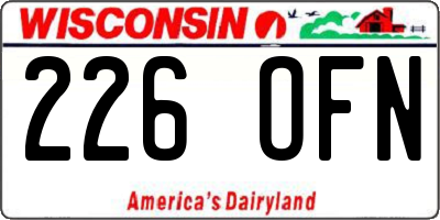 WI license plate 226OFN