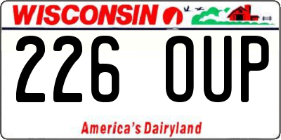 WI license plate 226OUP