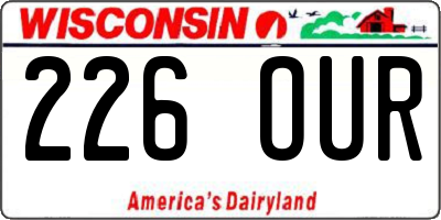 WI license plate 226OUR