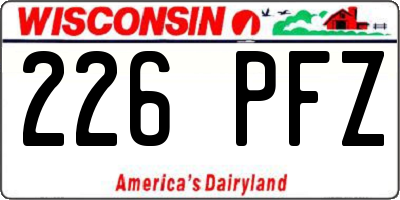 WI license plate 226PFZ