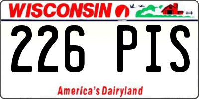 WI license plate 226PIS