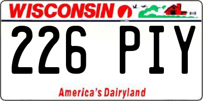 WI license plate 226PIY