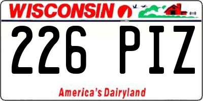 WI license plate 226PIZ
