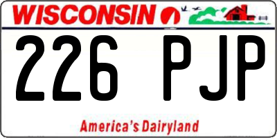 WI license plate 226PJP