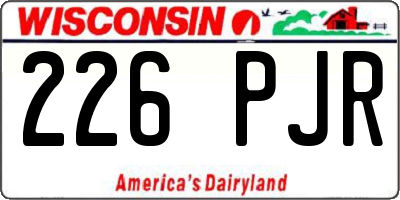 WI license plate 226PJR