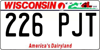 WI license plate 226PJT