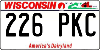 WI license plate 226PKC