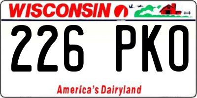 WI license plate 226PKO