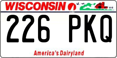 WI license plate 226PKQ