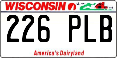 WI license plate 226PLB