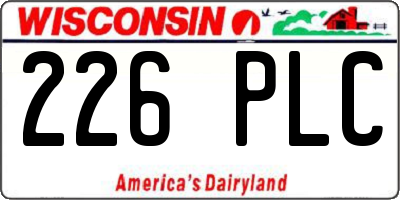 WI license plate 226PLC