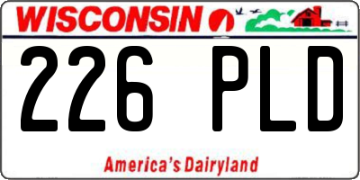WI license plate 226PLD