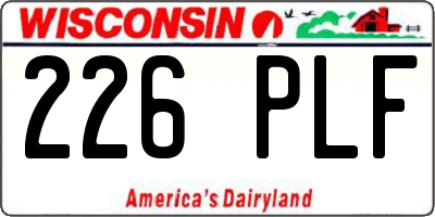 WI license plate 226PLF