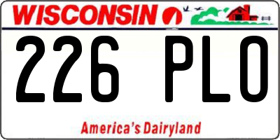 WI license plate 226PLO