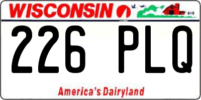 WI license plate 226PLQ