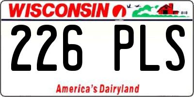 WI license plate 226PLS