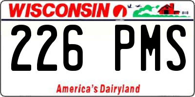 WI license plate 226PMS