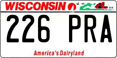 WI license plate 226PRA