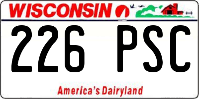 WI license plate 226PSC