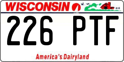 WI license plate 226PTF