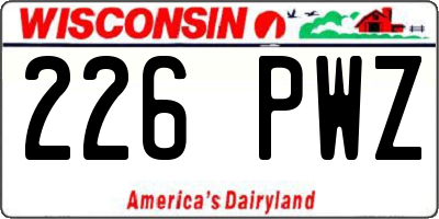 WI license plate 226PWZ