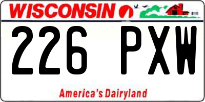 WI license plate 226PXW
