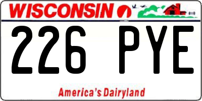WI license plate 226PYE
