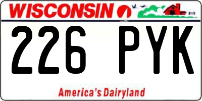 WI license plate 226PYK