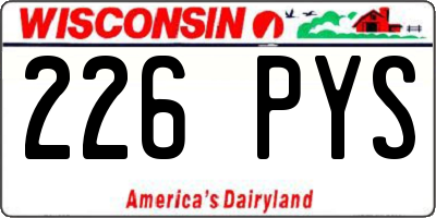 WI license plate 226PYS