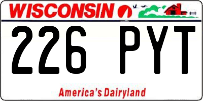 WI license plate 226PYT