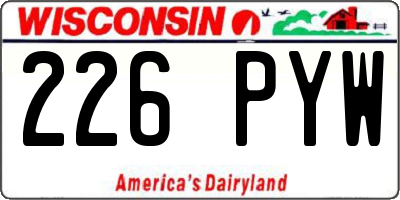 WI license plate 226PYW