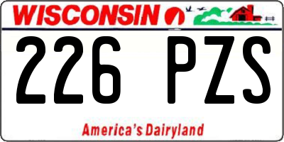 WI license plate 226PZS