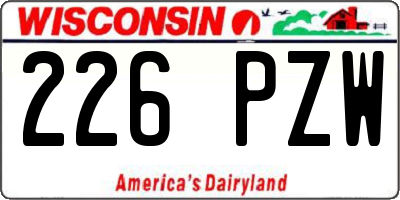 WI license plate 226PZW