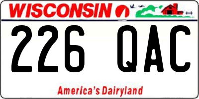 WI license plate 226QAC