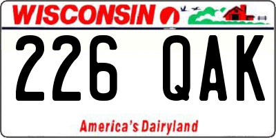 WI license plate 226QAK