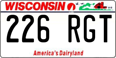 WI license plate 226RGT