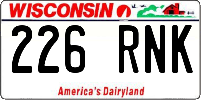 WI license plate 226RNK
