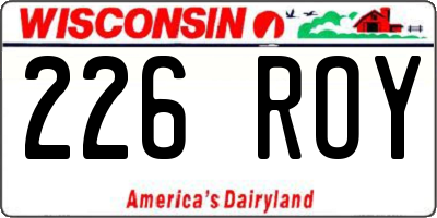 WI license plate 226ROY