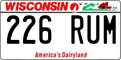 WI license plate 226RUM