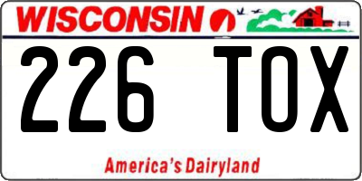 WI license plate 226TOX