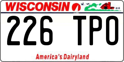 WI license plate 226TPO