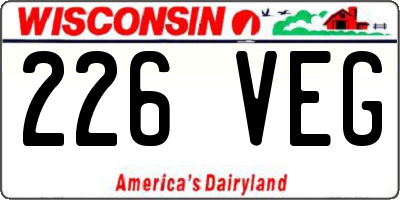 WI license plate 226VEG
