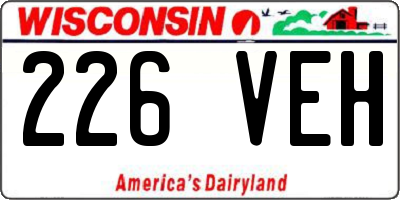 WI license plate 226VEH
