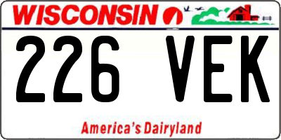 WI license plate 226VEK