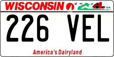 WI license plate 226VEL