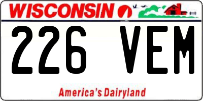 WI license plate 226VEM