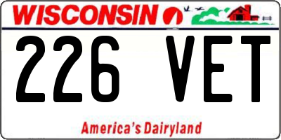 WI license plate 226VET